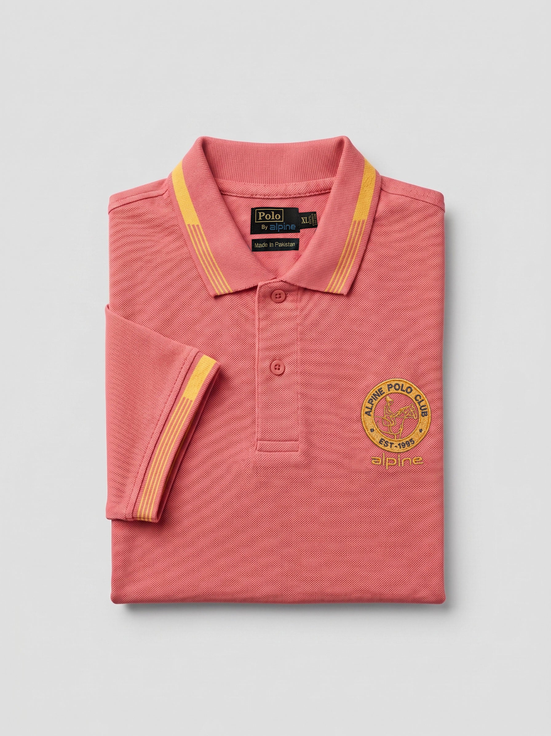 Alpine Men’s Ash Rose Cotton Polo Shirt - Heritage Badge Edition