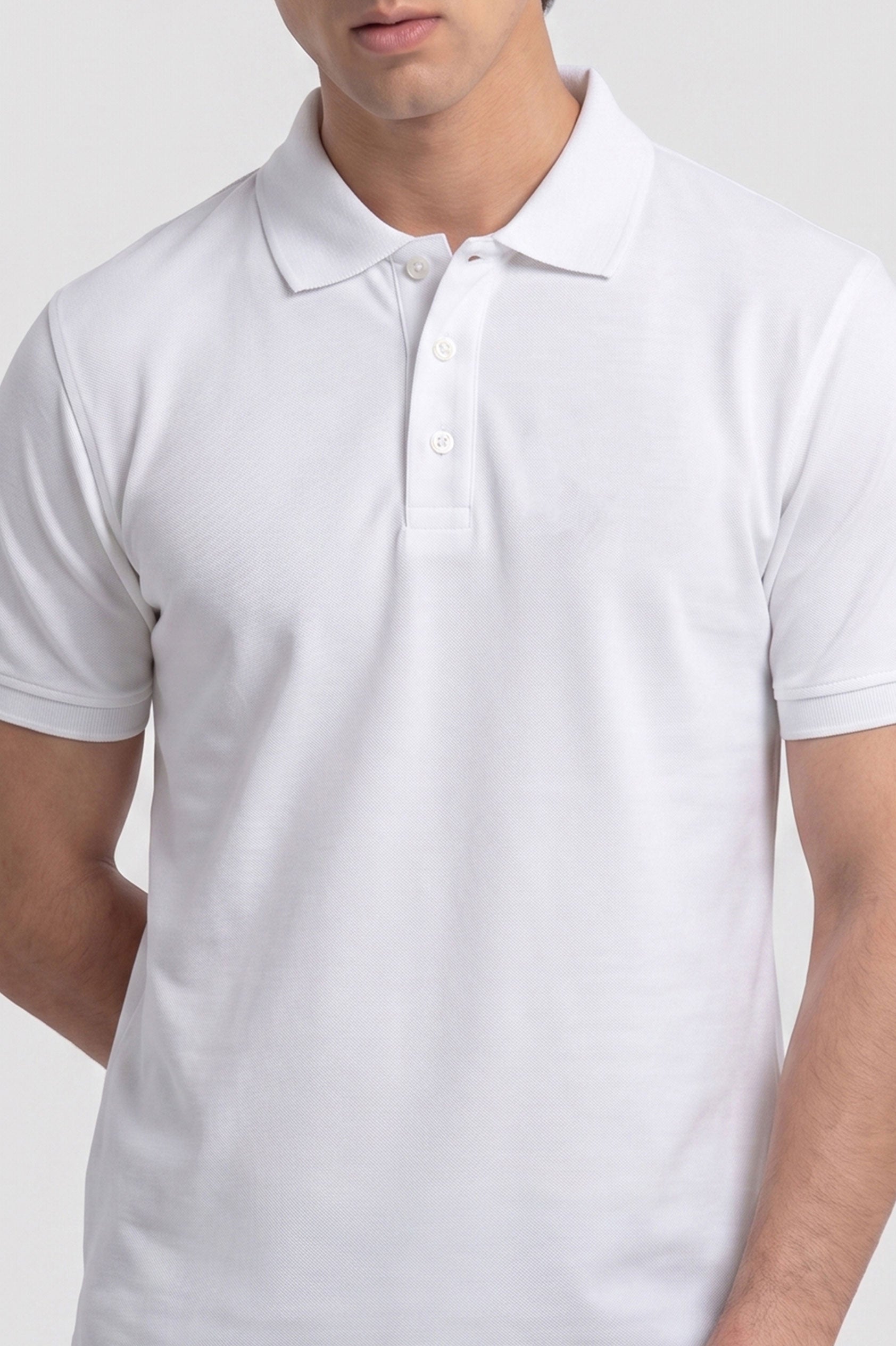 Alpine Men’s White Plain Cotton PQ Polo Shirt