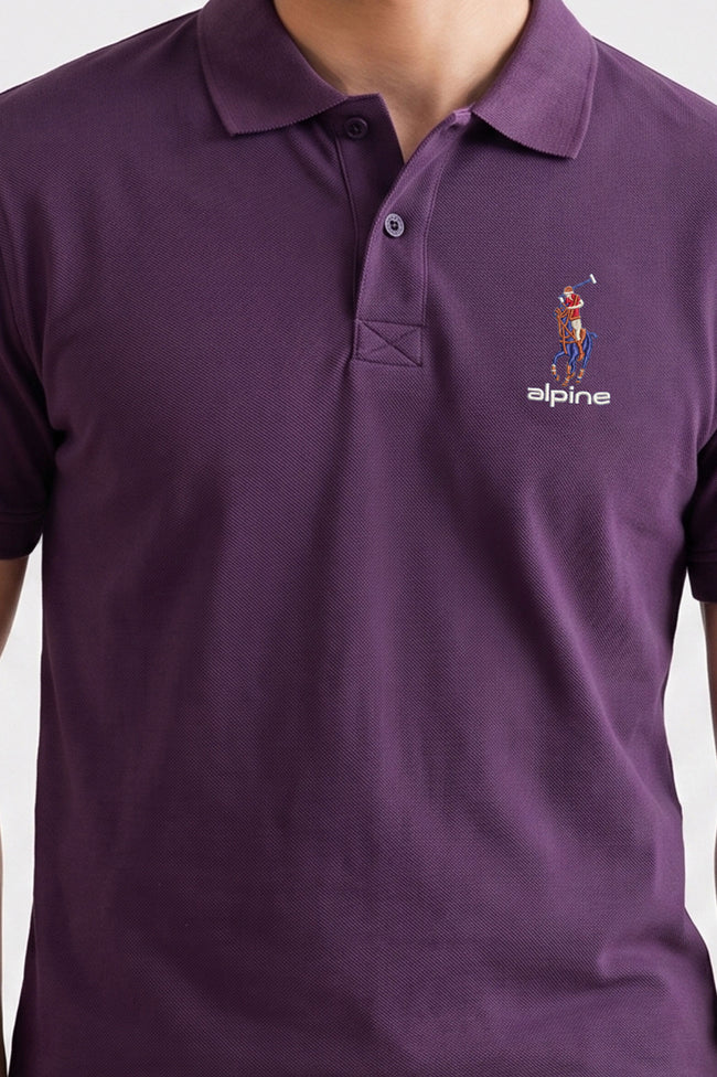 Alpine Men’s Purple Cotton Polo – Royal Rider Edition Main Image