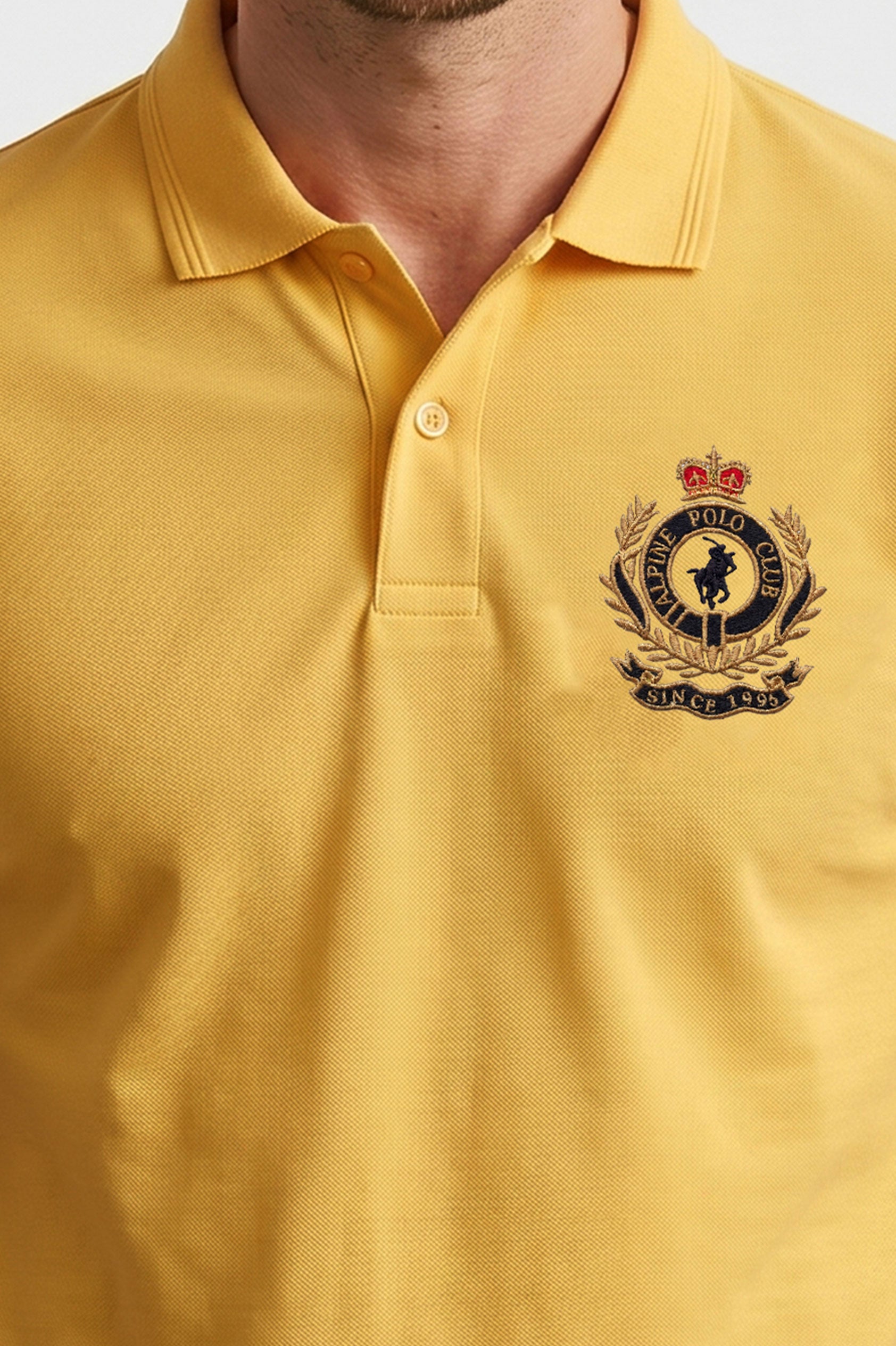 Alpine Men’s Yellow Cotton Polo Shirt - Crown Edition
