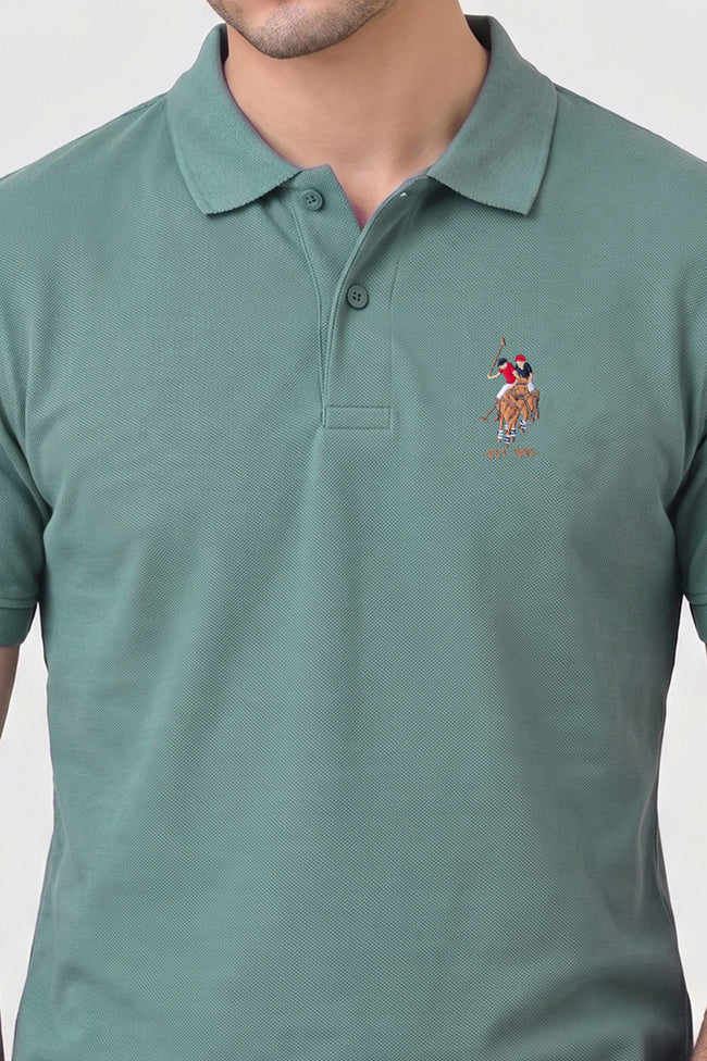 Alpine Men’s Hunter Green Cotton Polo Shirt – Polo Club Edition Main Image