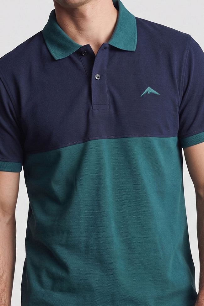 Alpine Men’s Dark Green Cotton Polo Shirt - Dual Tone Edition Main Image