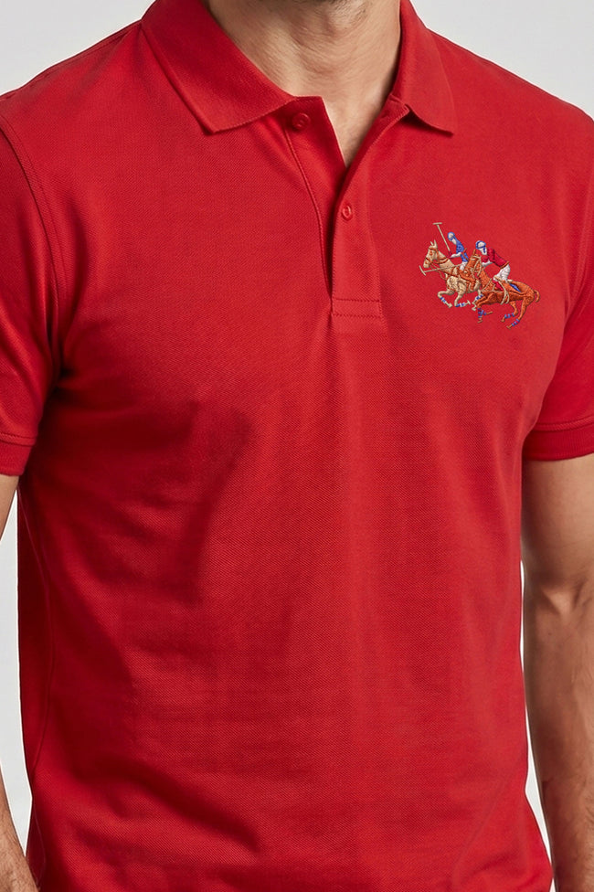 Alpine Men’s Red Cotton Polo Shirt - Pro Sport Edition Main Image
