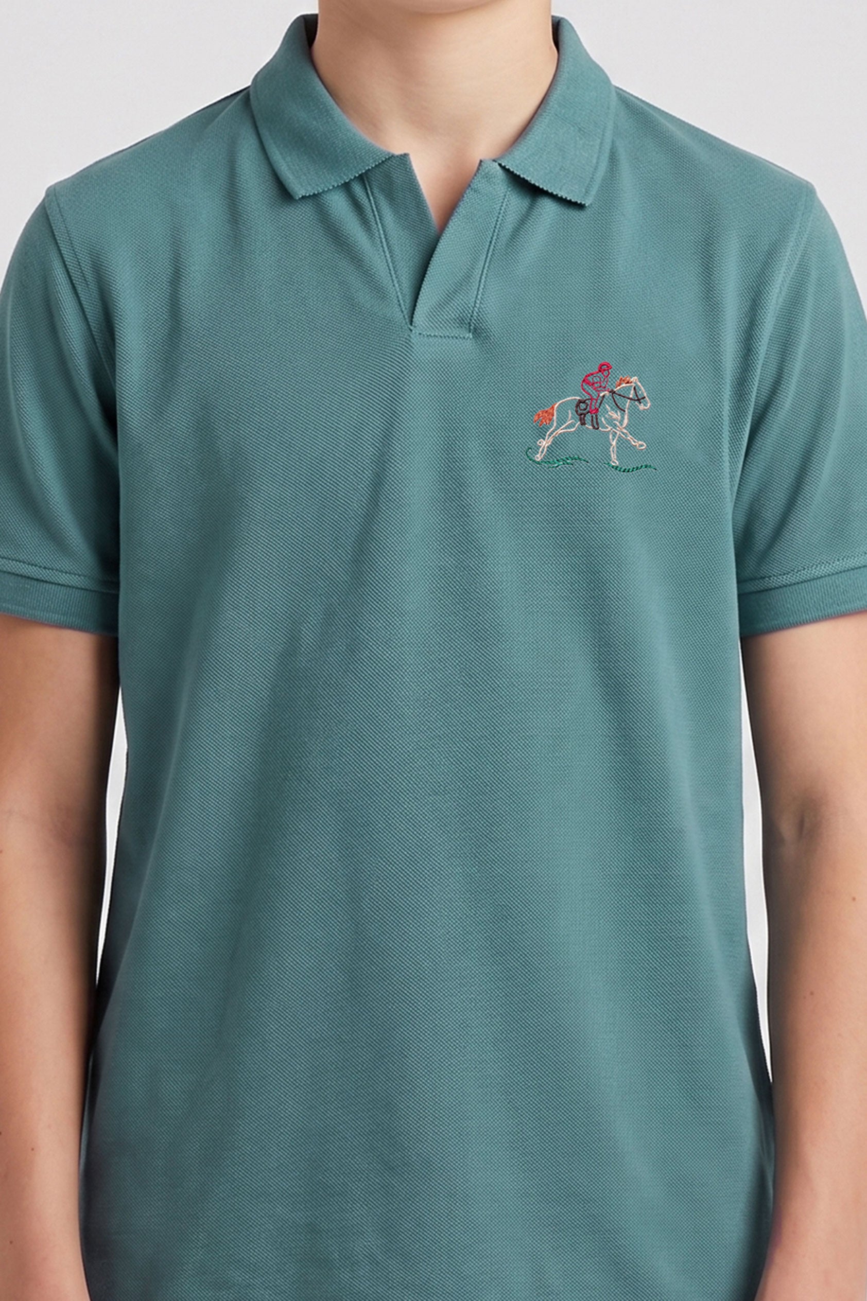 Alpine Kids Hunter Green Cotton V-Neck Polo Shirt