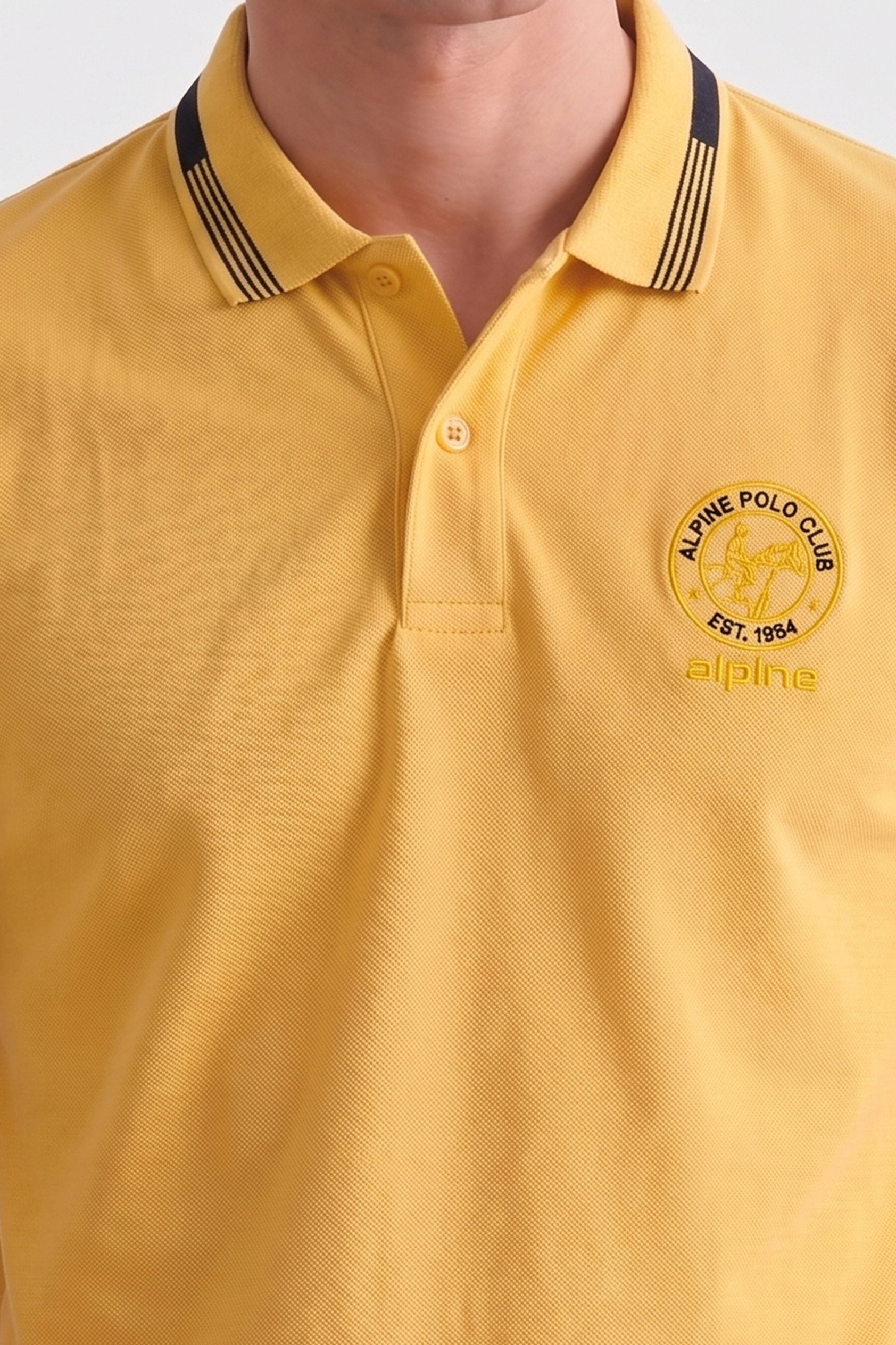 Alpine Men’s Yellow Cotton Polo Shirt - Heritage Badge Edition