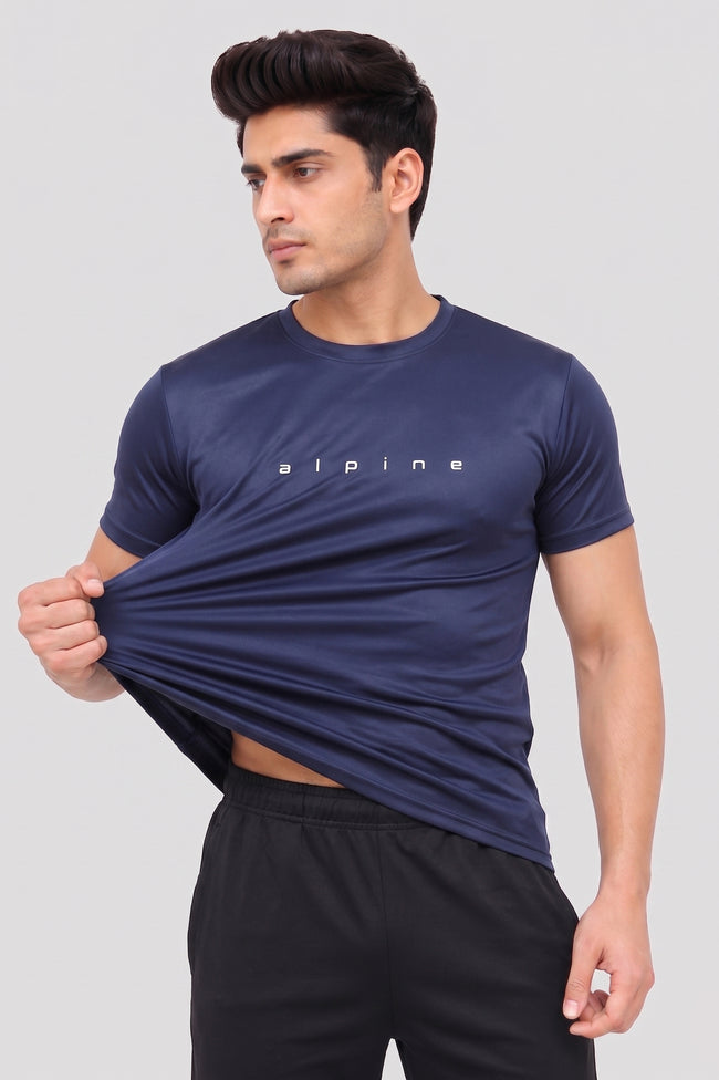 Alpine Men’s Navy Blue Imported Dry Fit T-Shirt – Performance Edition Main Image