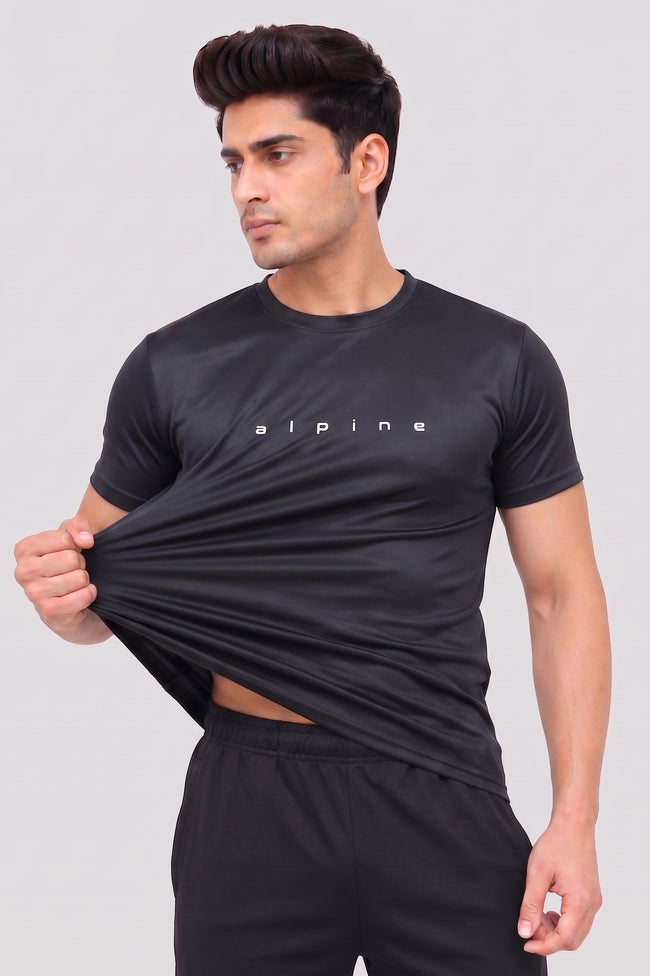 Alpine Men’s Black Imported Dry Fit T-Shirt – Performance Edition Main Image