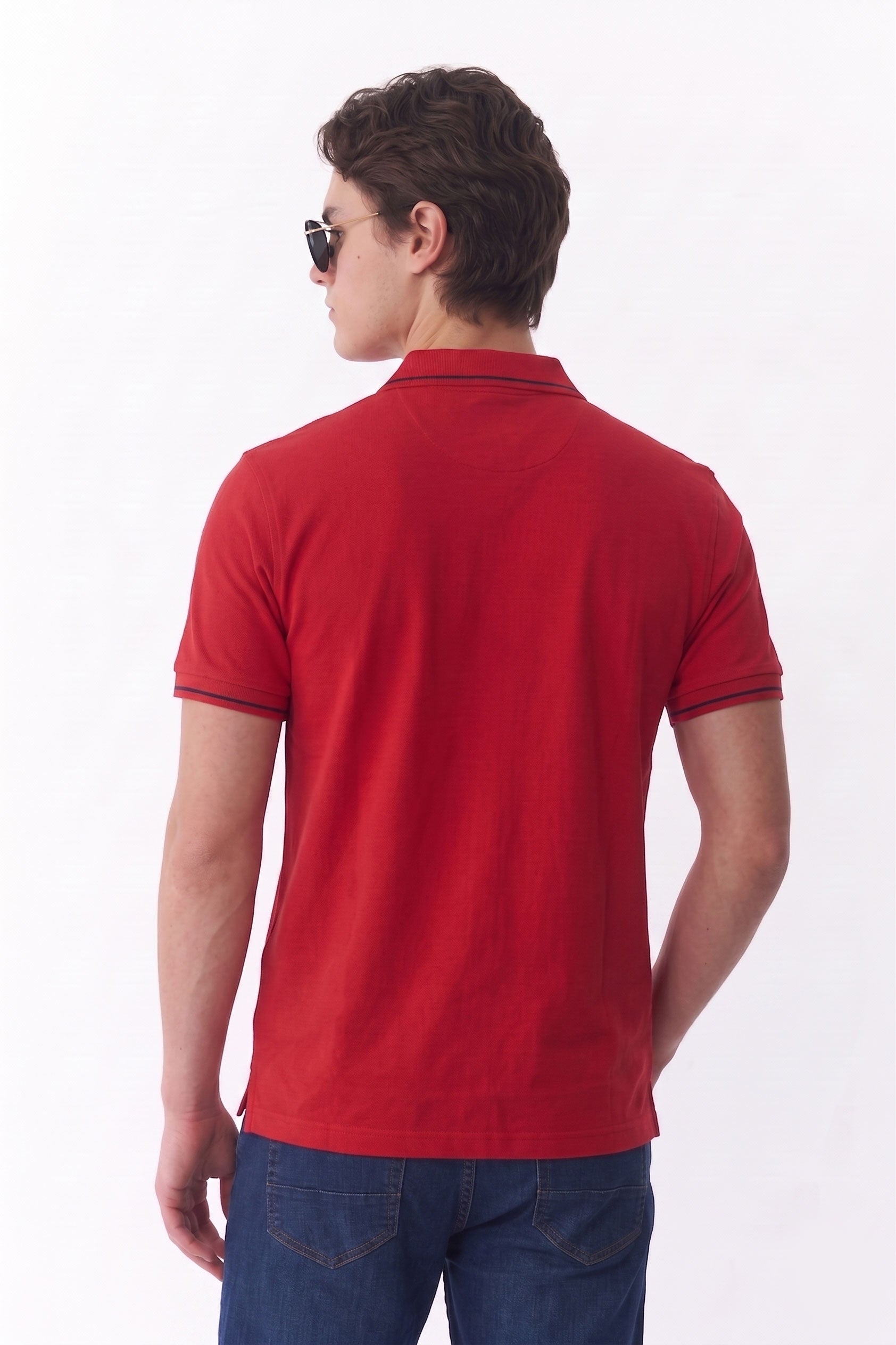 Alpine Men’s Red Cotton Polo Shirt - Premium Edition