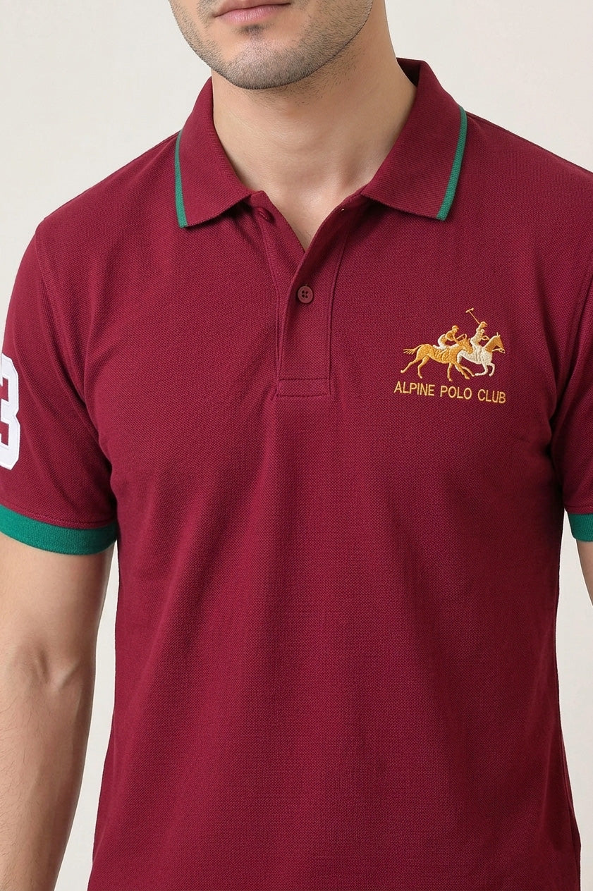 Alpine Men’s - Maroon Cotton Polo Shirt