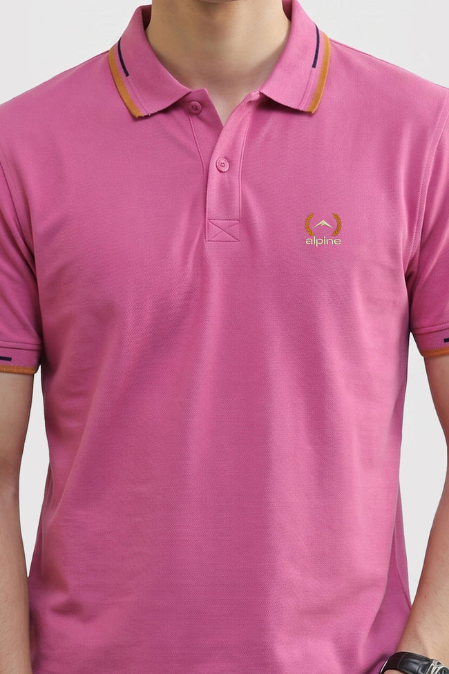Alpine Men’s Fuchsia Cotton Polo Shirt – Contrast Trim Edition Main Image