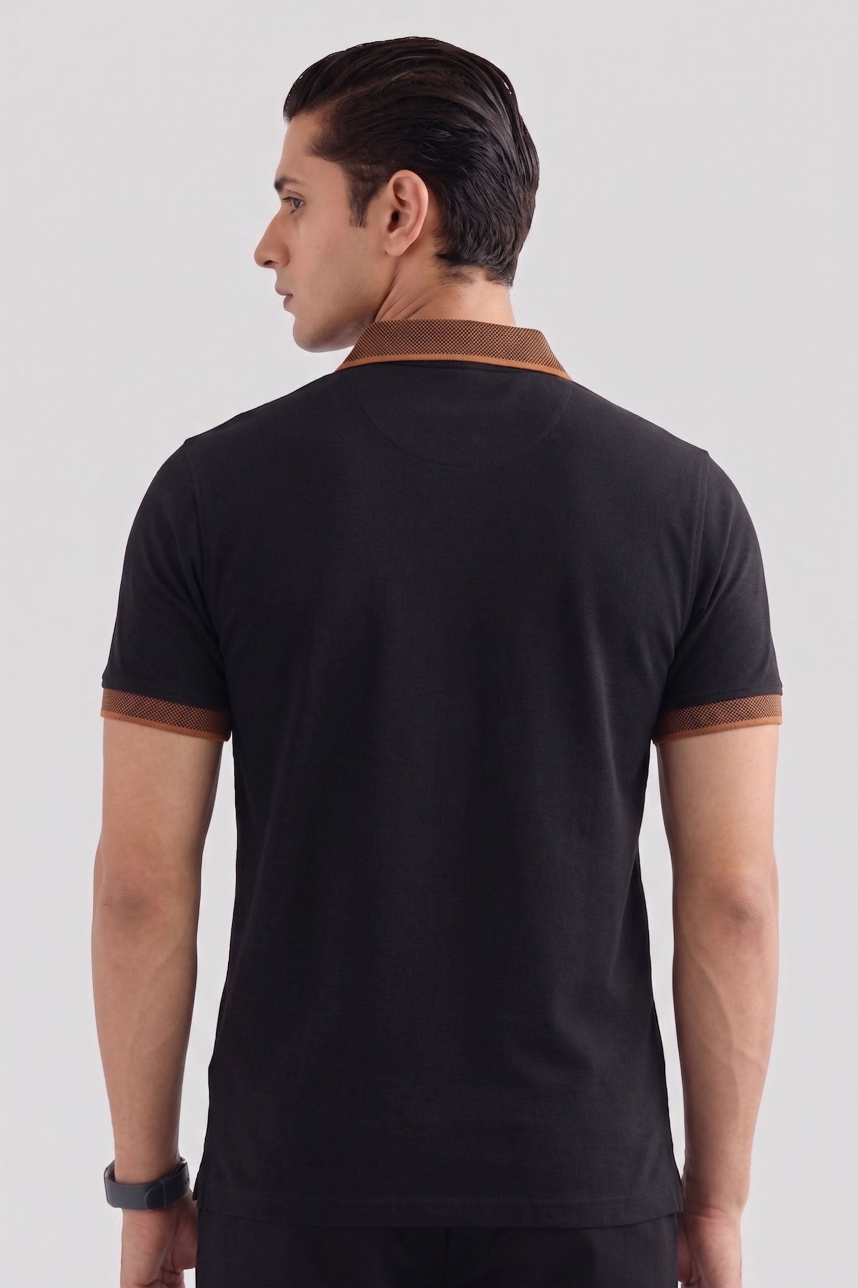 Alpine Men’s Black Cotton Polo Shirt – Contrast Collar Edition