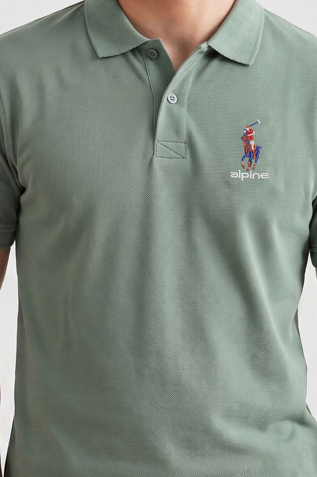 Alpine Men’s Hunter Green Cotton Polo – Royal Rider Edition Main Image