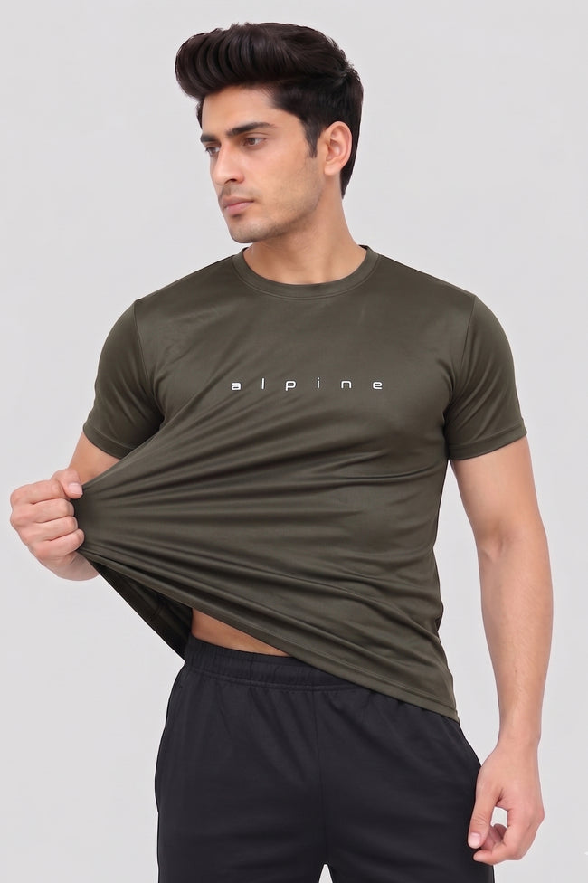 Alpine Men’s Olive Imported Dry Fit T-Shirt – Performance Edition Main Image