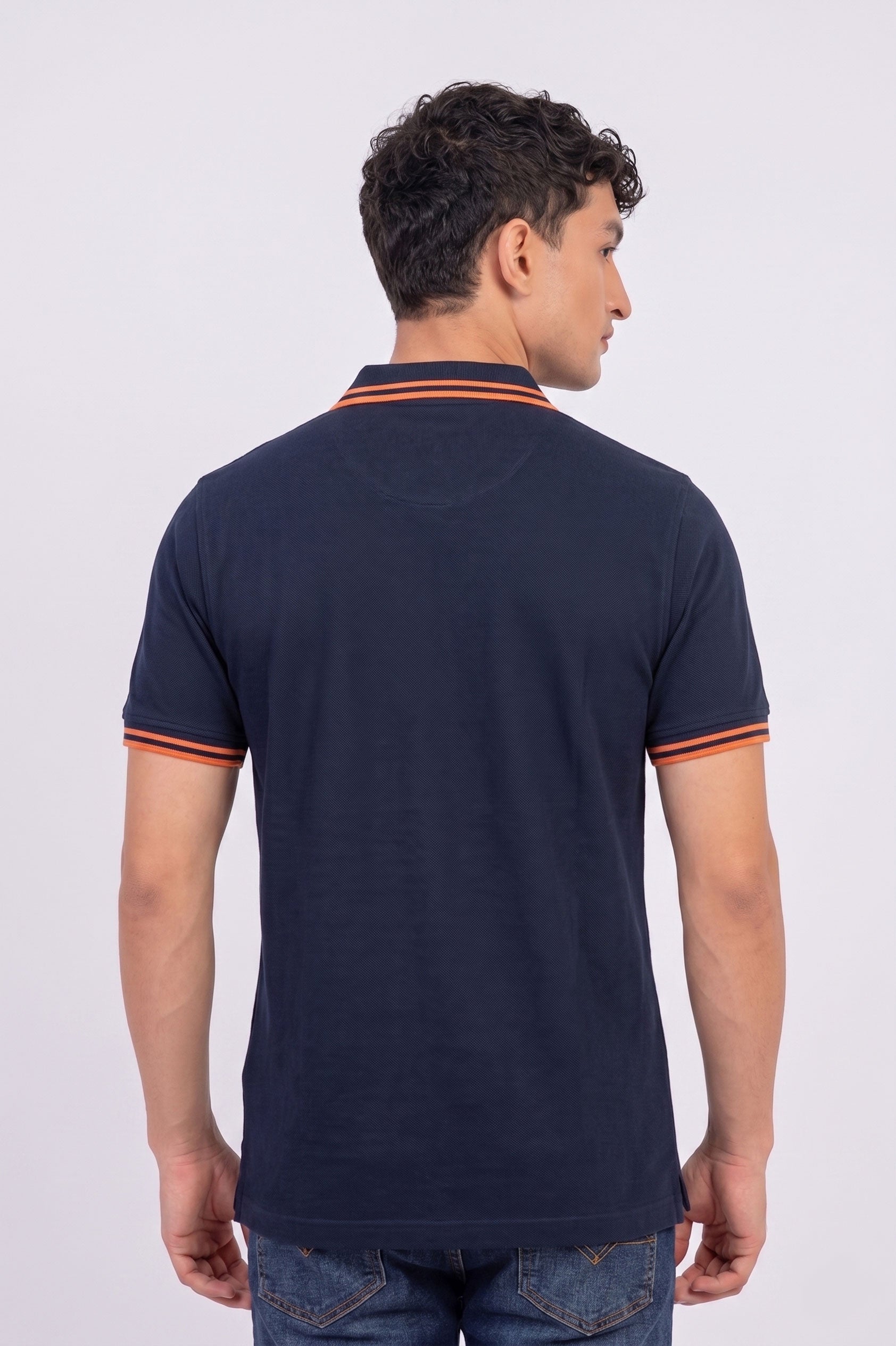 Alpine Men’s Navy Blue Cotton Polo Shirt - Zip Edition