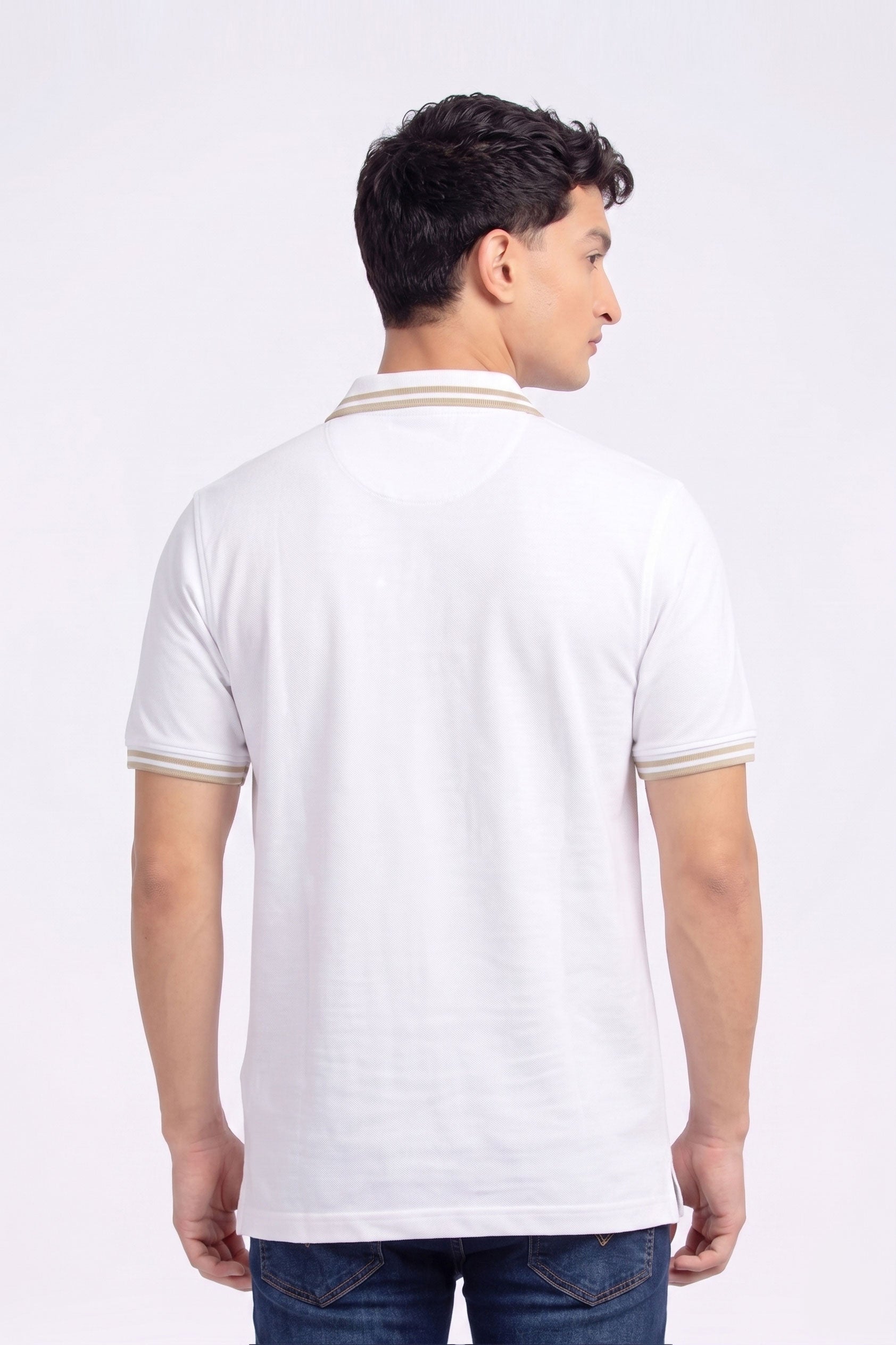Alpine Men’s White Cotton Polo Shirt - Zip Edition