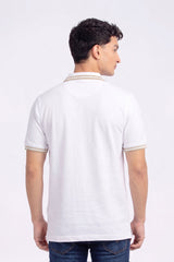 Alpine Men’s White Cotton Polo Shirt - Zip Edition