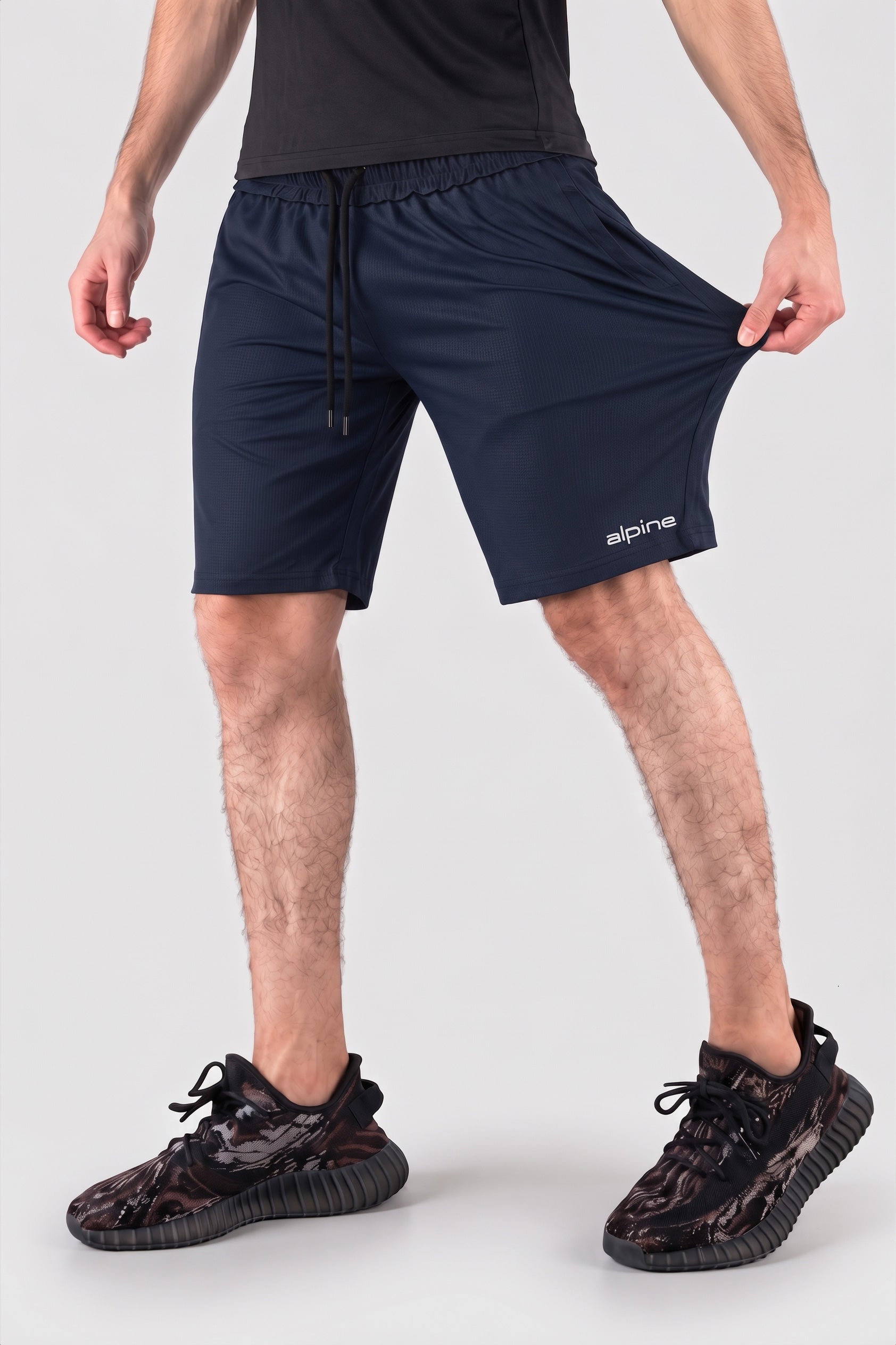 Alpine Men’s Navy Blue Imported Square Mesh  Lycra Short