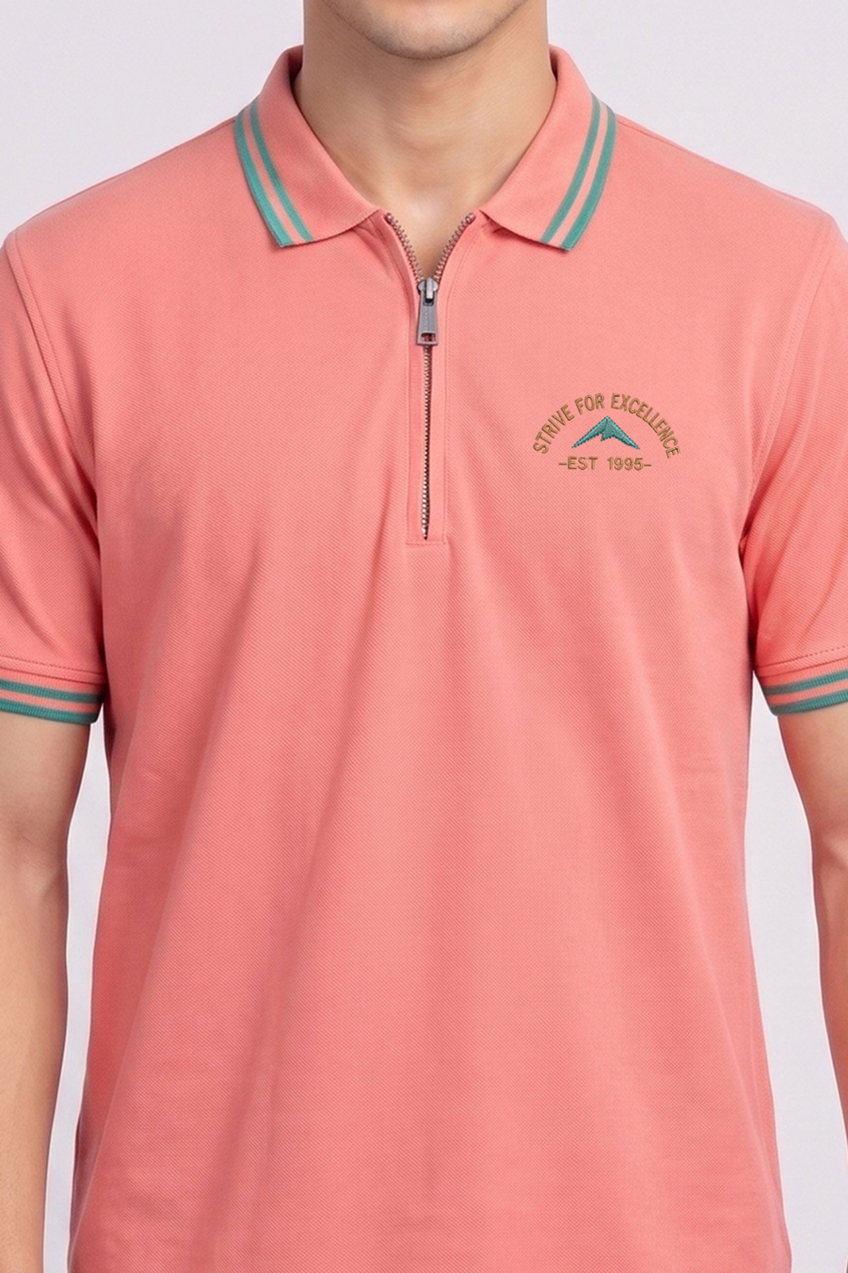 Alpine Men’s Ash Rose Cotton Polo Shirt - Zip Edition