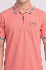 Alpine Men’s Ash Rose Cotton Polo Shirt - Zip Edition
