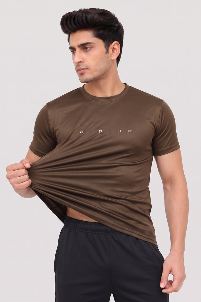 Alpine Men’s Brown Imported Dry Fit T-Shirt – Performance Edition Main Image