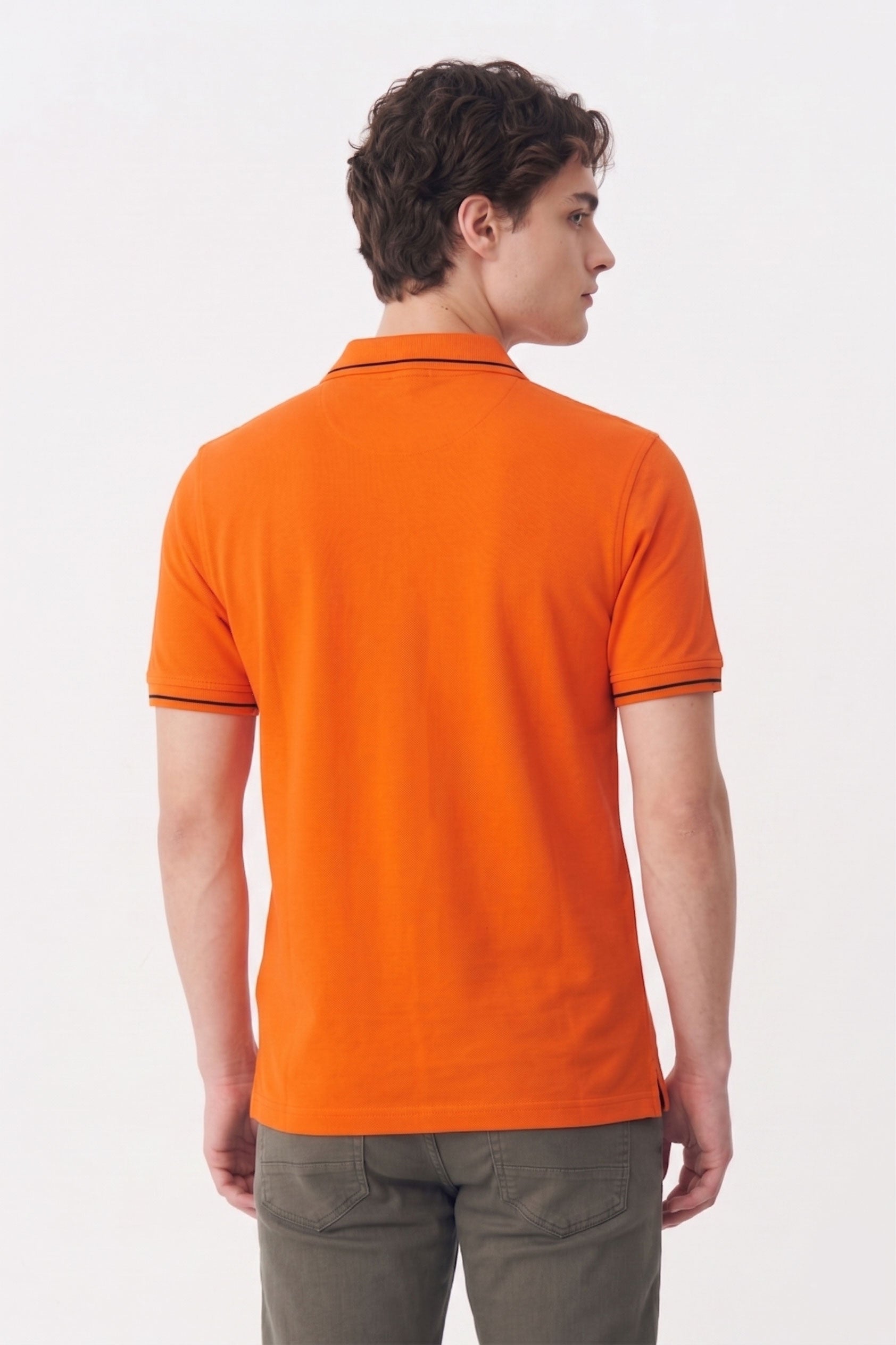 Alpine Men’s Orange Cotton Polo Shirt - Premium Edition
