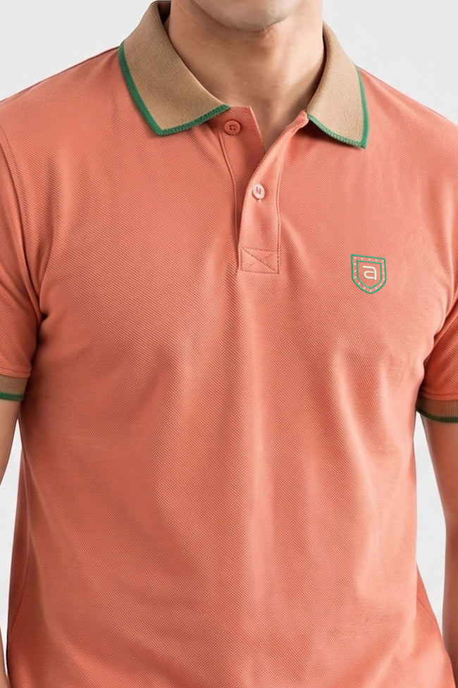 Alpine Men’s Mustard Cotton Polo Shirt – Contrast Collar Edition Main Image