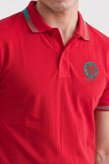Alpine Men’s Red Cotton Polo Shirt - Heritage Badge Edition