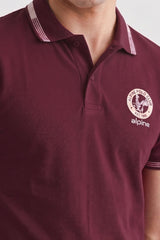Alpine Men’s Maroon Cotton Polo Shirt - Heritage Badge Edition
