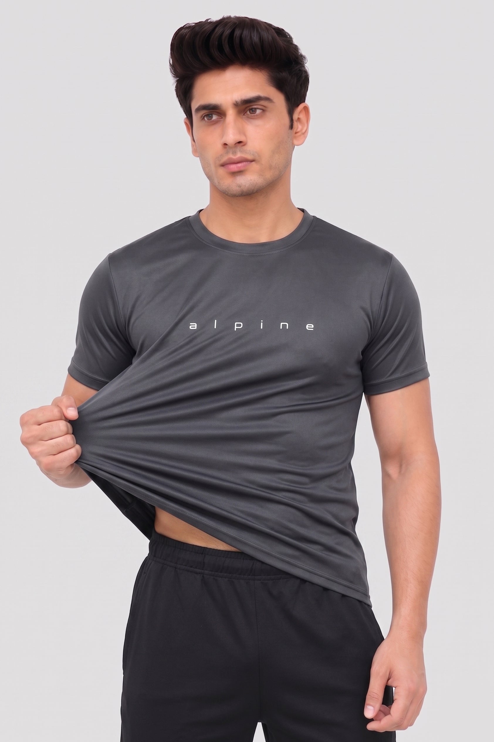 Alpine Men’s Dark Grey Imported Dry Fit T-Shirt – Performance Edition