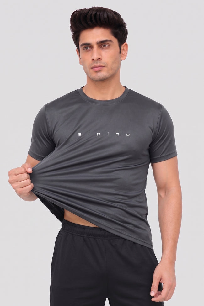 Alpine Men’s Dark Grey Imported Dry Fit T-Shirt – Performance Edition Main Image