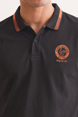 Alpine Men’s Charcoal Grey Cotton Polo Shirt - Heritage Badge Edition