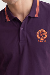 Alpine Men’s Purple Cotton Polo Shirt - Heritage Badge Edition