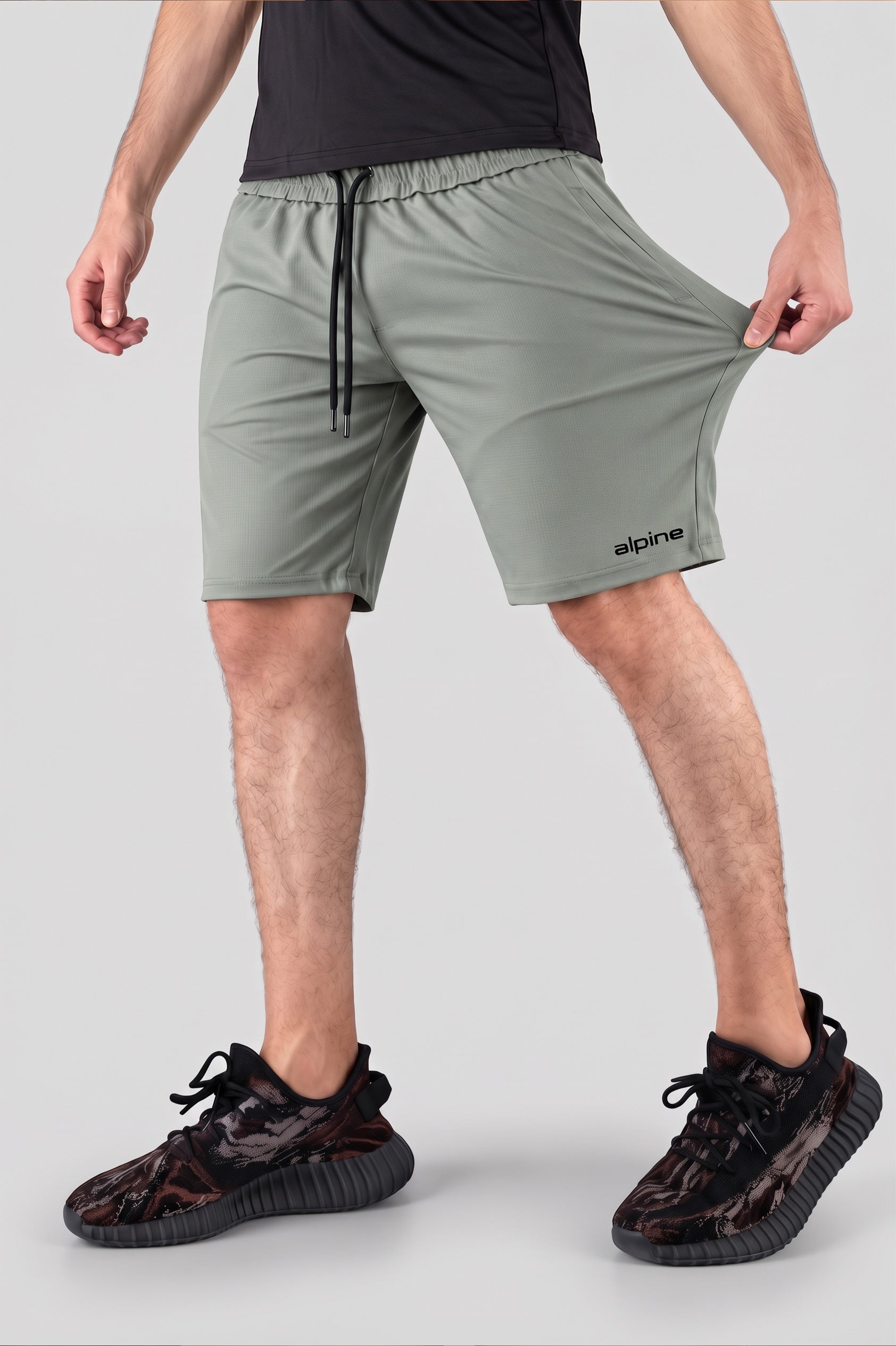 Alpine Men’s Light Green Imported Square Mesh  Lycra Short