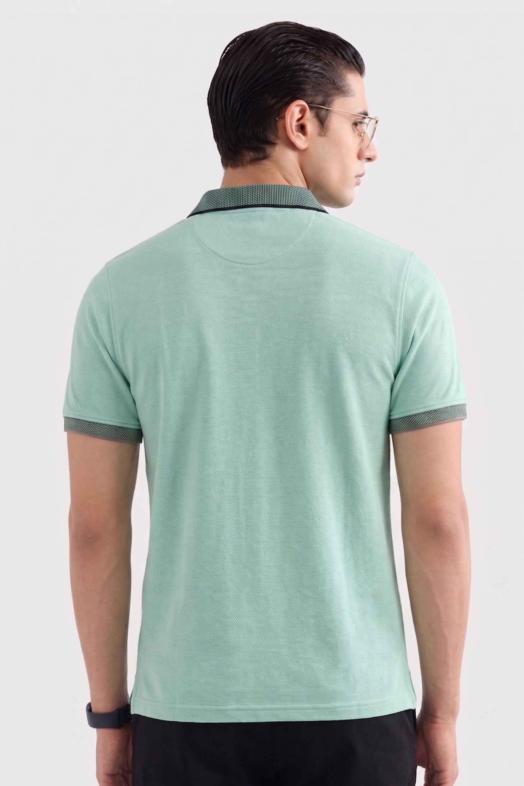 Alpine Men’s Mint Green Cotton Polo Shirt – Contrast Collar Edition
