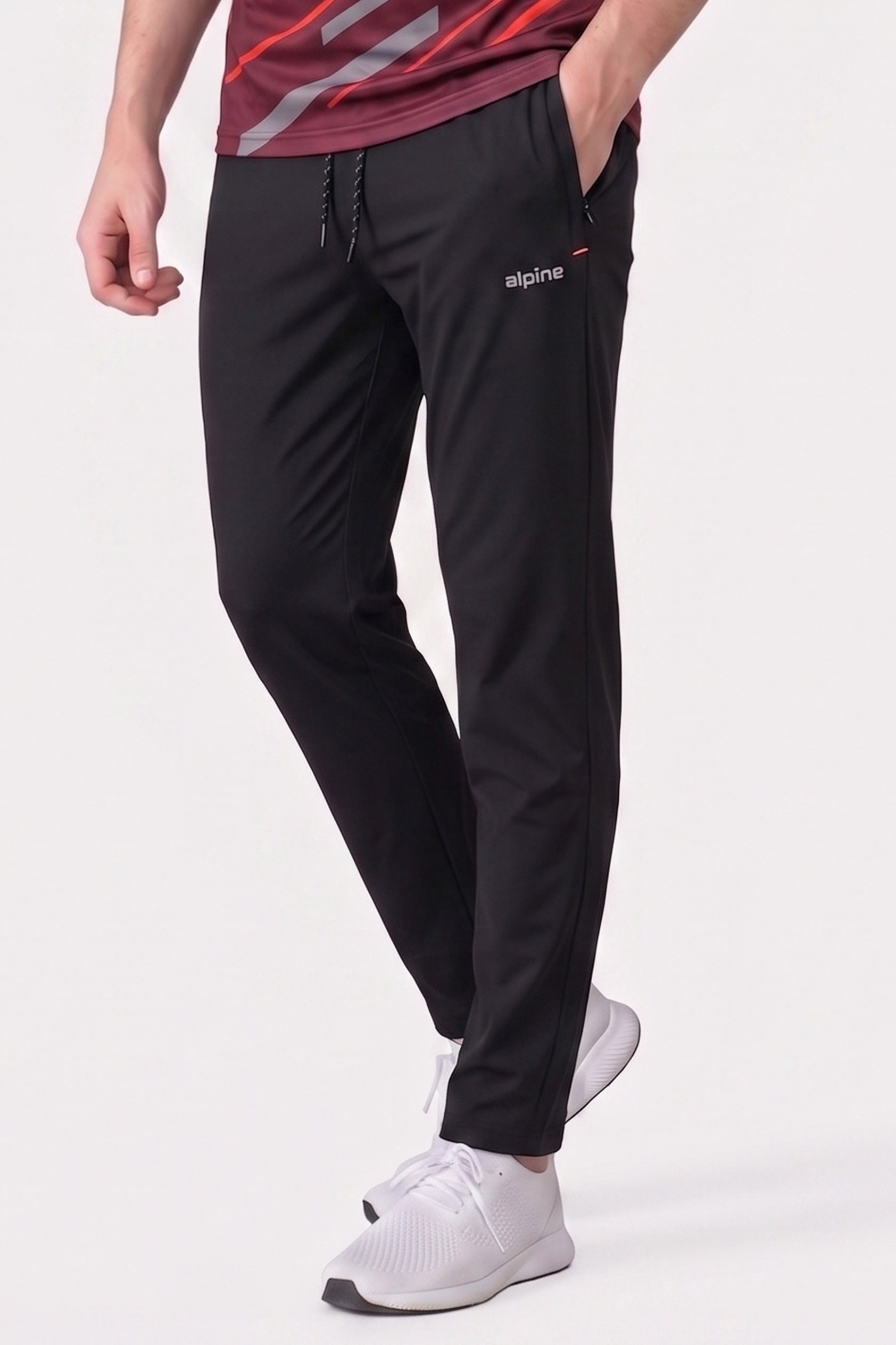 Alpine Men's - Imported Tracksuit - Black Maroon