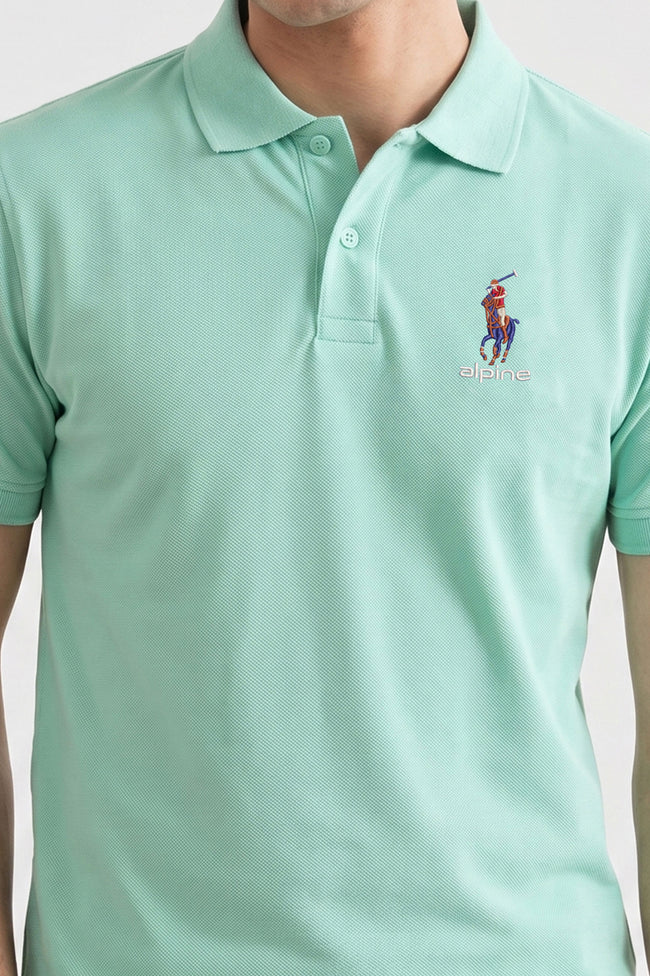 Alpine Men’s Mint Green Cotton Polo – Royal Rider Edition Main Image