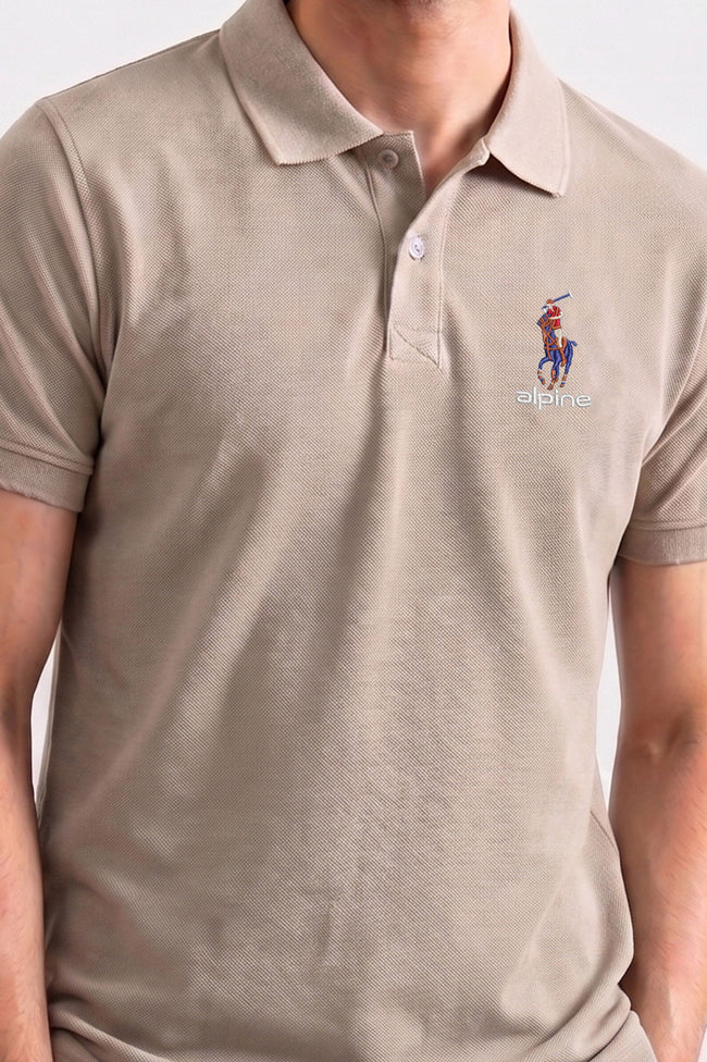 Alpine Men’s Sand Cotton Polo – Royal Rider Edition Main Image