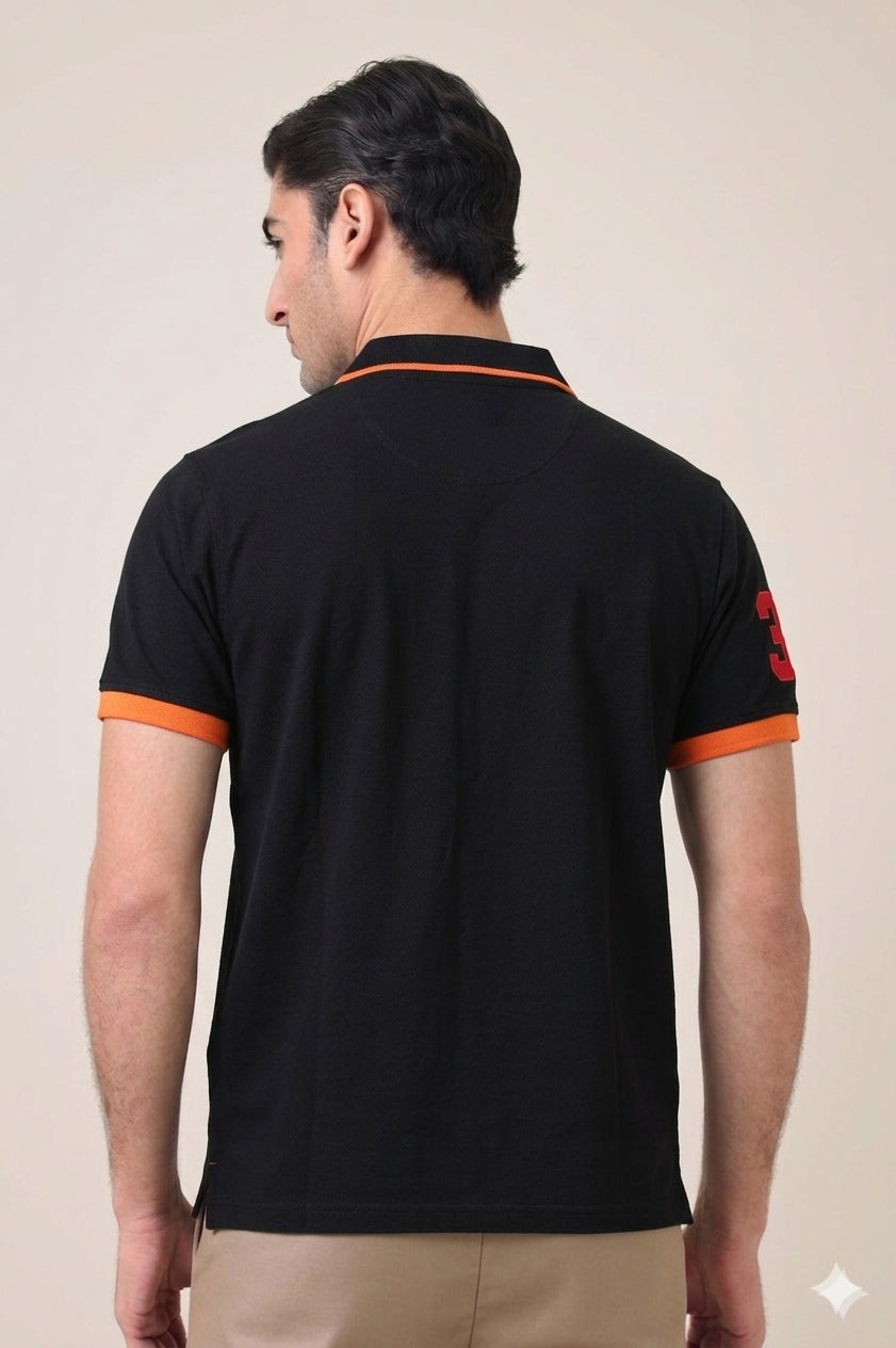 Alpine Men’s - Black Cotton Polo Shirt