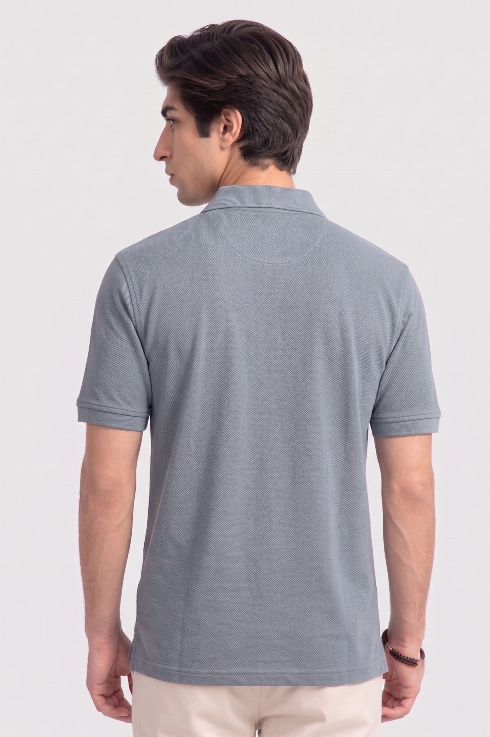 Alpine Men’s Silver Grey Cotton Polo Shirt – Signature Rider Edition