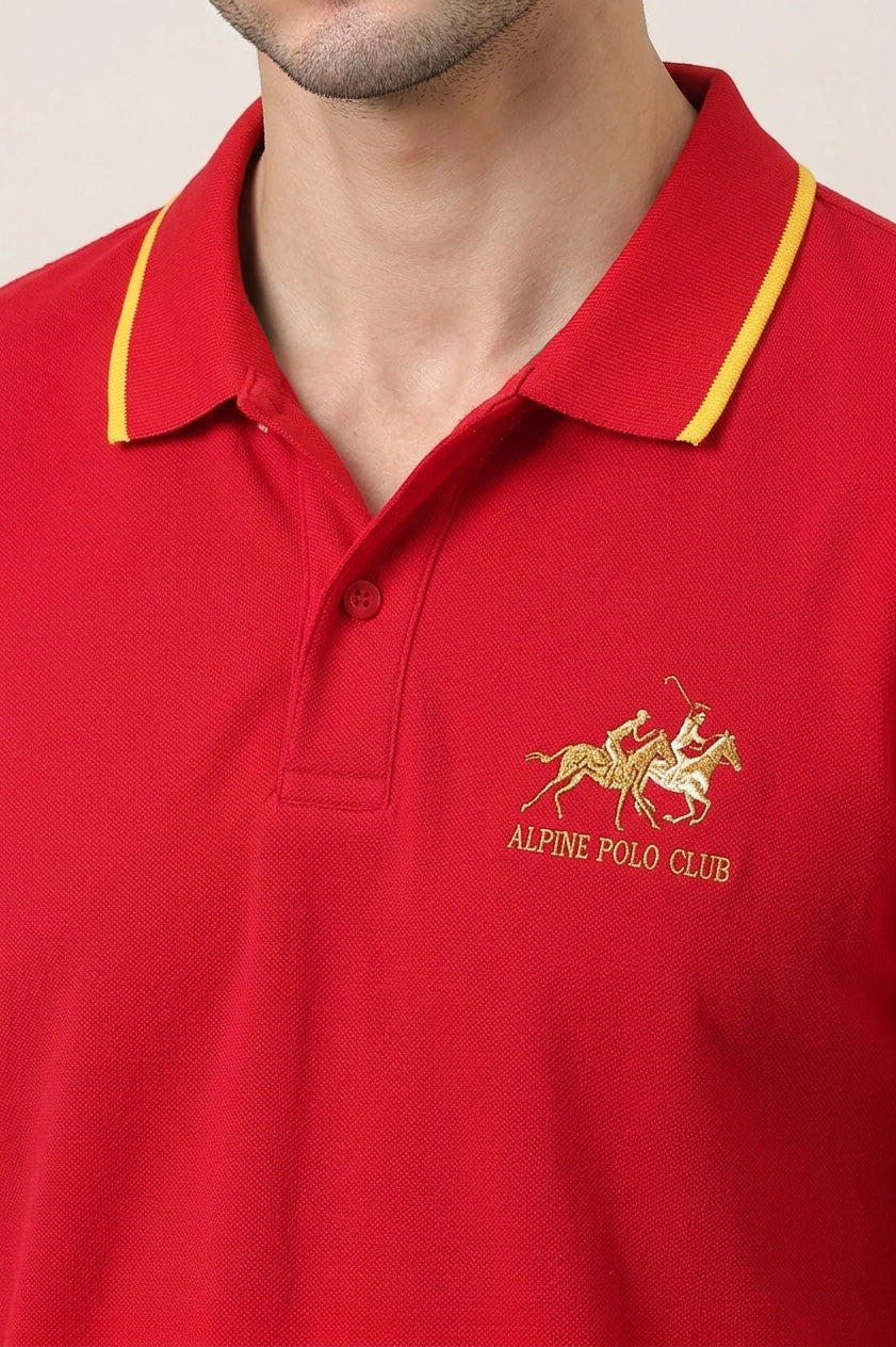 Alpine Men’s - Red Cotton Polo Shirt