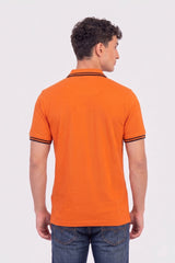 Alpine Men’s Orange Cotton Polo Shirt - Zip Edition