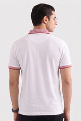 Alpine Men’s White Cotton Polo Shirt – Contrast Collar Edition