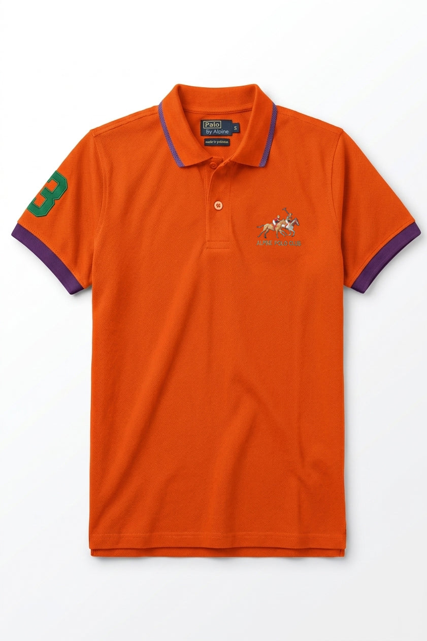 Alpine Men’s - Orange Cotton Polo Shirt