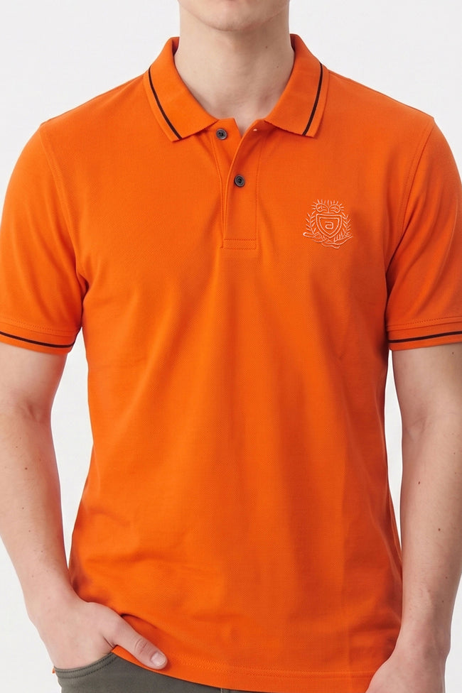 Alpine Men’s Orange Cotton Polo Shirt - Premium Edition Main Image
