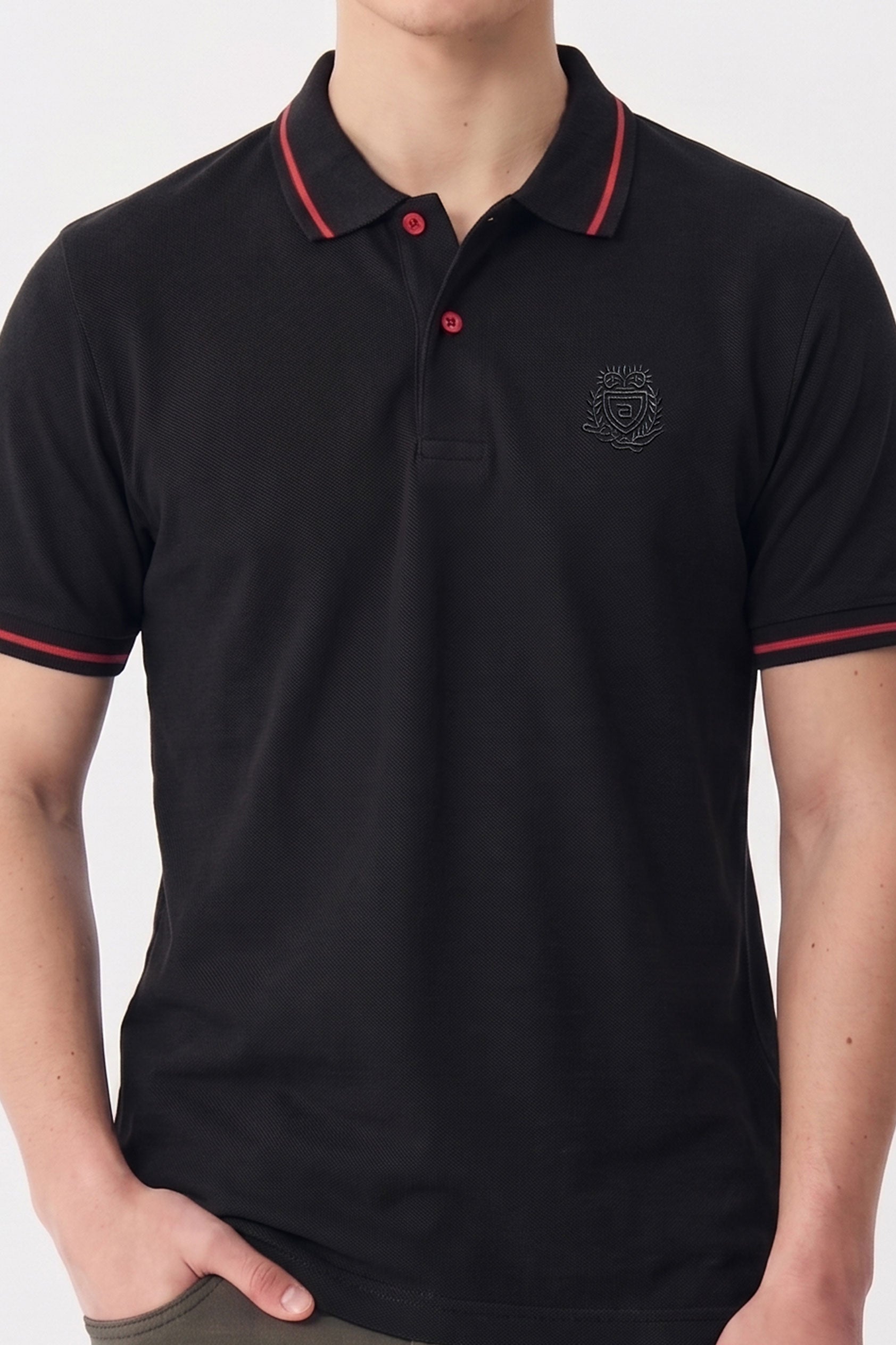 Alpine Men’s Black Cotton Polo Shirt - Premium Edition