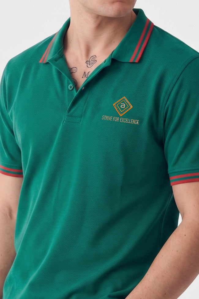 Alpine Men’s Green Cotton Polo Shirt - Limited Edition Main Image