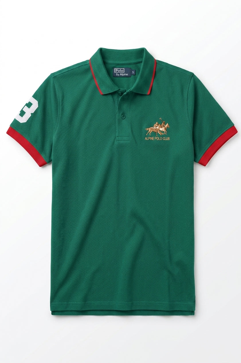 Alpine Men’s - Green Cotton Polo Shirt
