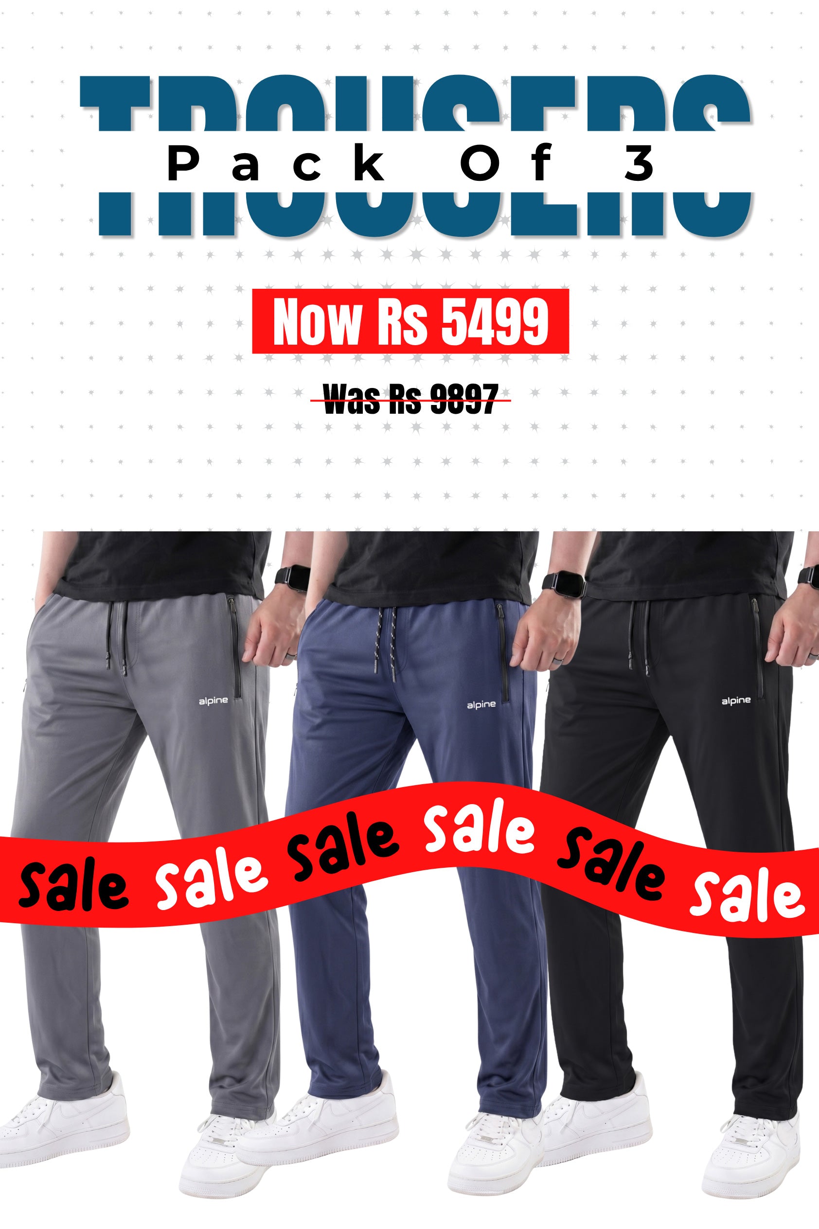 Alpine - Performance Trouser Bundle Offer - Black, Navy Blue & Grey