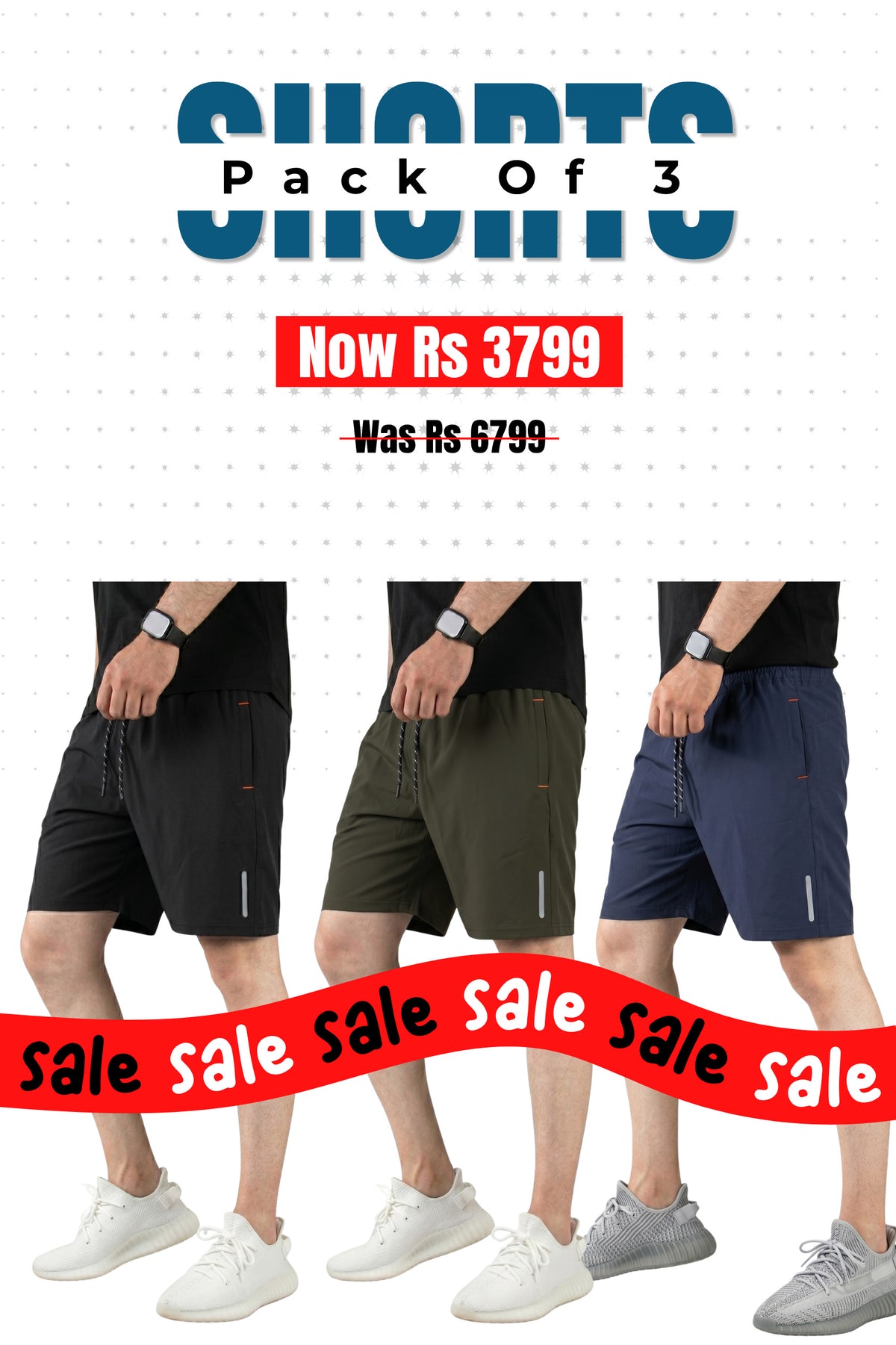 Alpine - Dry Fit Short Bundle Offer - Black, Navy Blue & Olive