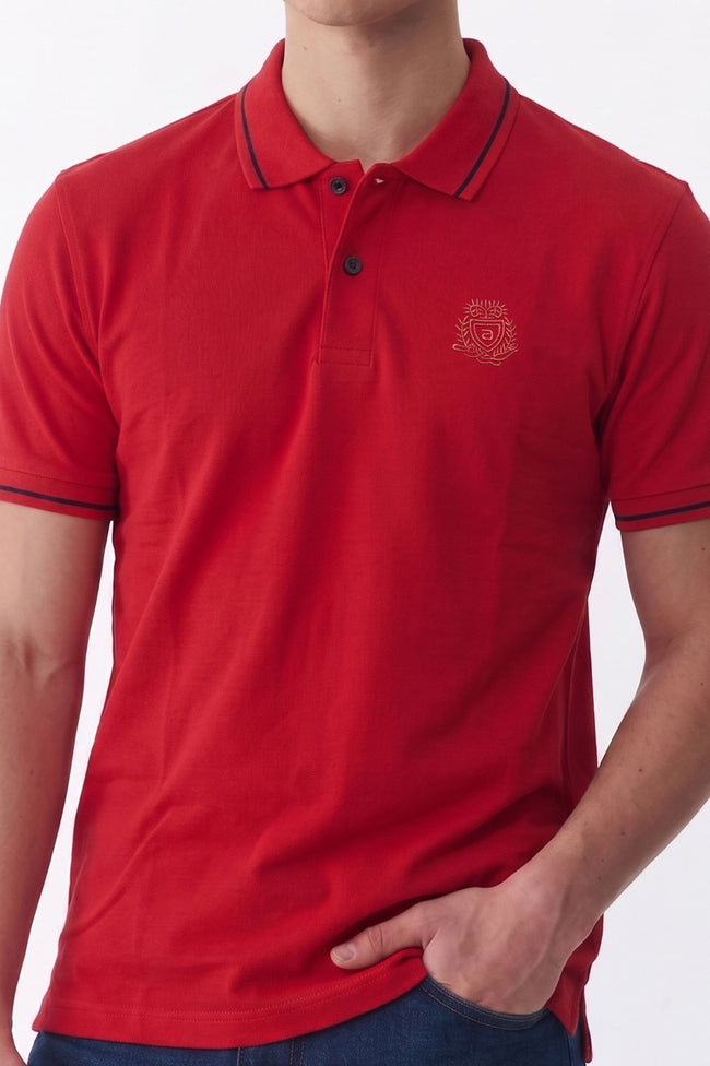 Alpine Men’s Red Cotton Polo Shirt - Premium Edition Main Image